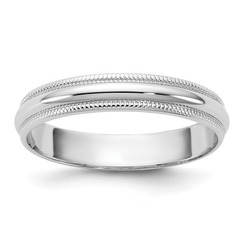 Rhodium-Plated 14K White Gold 3.5 mm Lightweight Milgrain Half Round Wedding Band