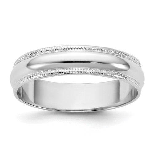Rhodium-Plated 14K White Gold 4.5 mm Lightweight Milgrain Half Round Wedding Band