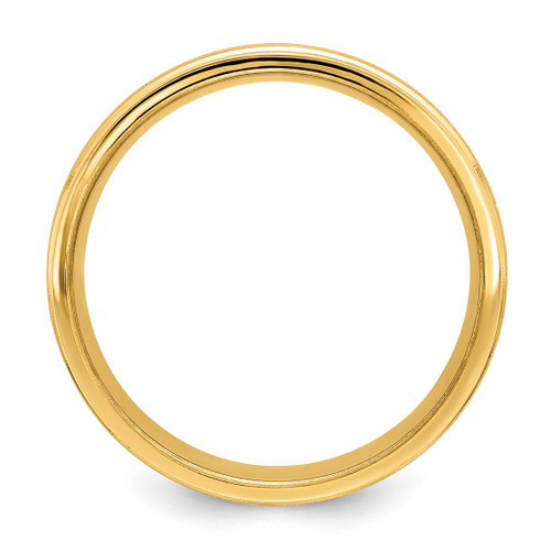 14K Yellow Gold 6 mm Standard Weight Comfort Fit Brushed Satin with Center Line Fancy Wedding Band - View 2