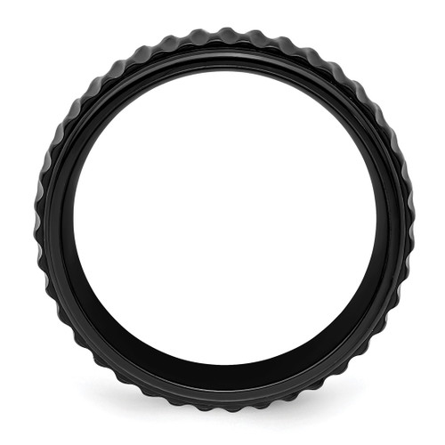 Chisel Black Zirconium Polished 8 mm Grooved Wedding Band, Flat - View 2