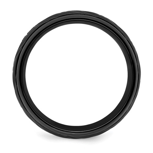 Chisel Black Zirconium Polished 8 mm Wedding Band, Half Round - View 2