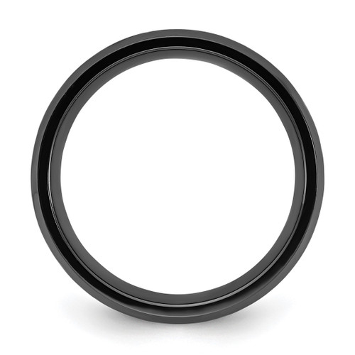 Chisel Black Zirconium Polished with Black Carbon Fiber Inlay 8 mm Wedding Band, Flat - View 2