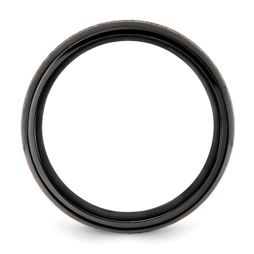 Chisel Black Zirconium Polished Rose Ion-Plated with Antler Inlay 8 mm Wedding Band - View 2