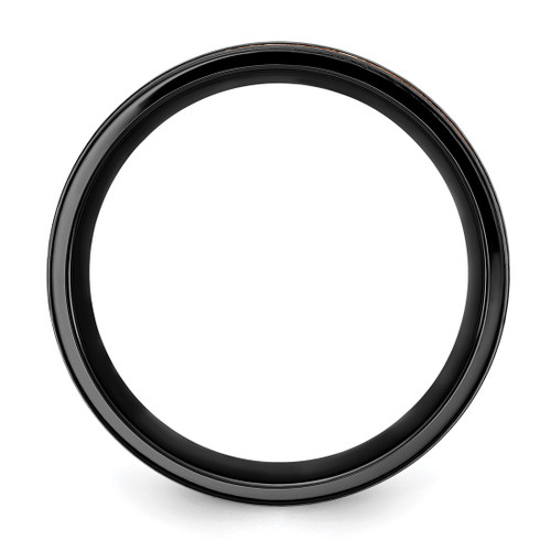 Chisel Black Zirconium Brushed and Polished Rose Ion-Plated 8 mm Wedding Band, Flat - ZCR116 - View 2