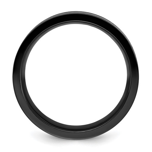 Chisel Black Zirconium Polished with Black Star Sandstone Inlay 8 mm Wedding Band, Half Round - View 2