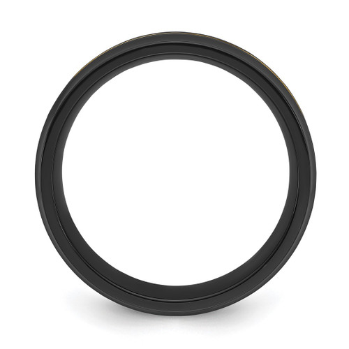 Chisel Black Zirconium Brushed and Polished Yellow Ion-Plated 8 mm Wedding Band - View 2