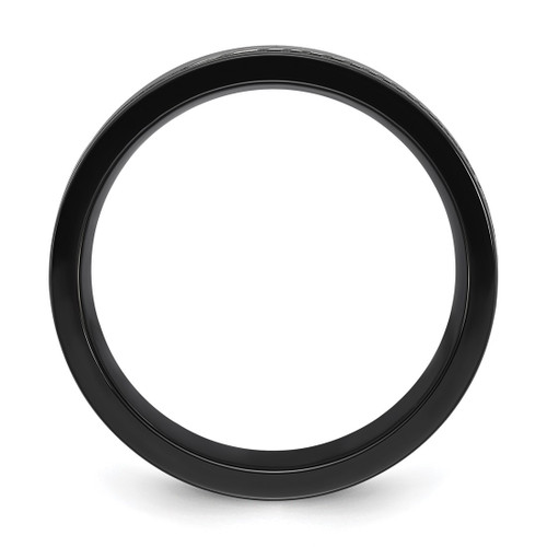 Chisel Black Zirconium Polished with Damascus Inlay 9 mm Wedding Band - View 2