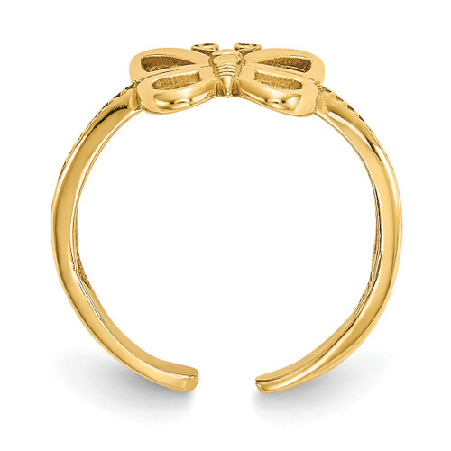 14K Yellow Gold Butterfly Toe Ring, 1 mm - View 2
