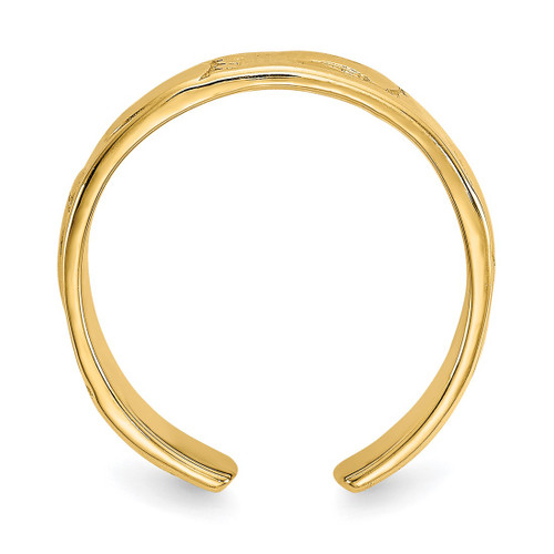 14K Yellow Gold Footprints Toe Ring, 3 mm - View 2