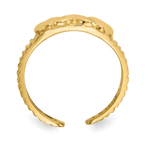 14K Yellow Gold Hearts-and-X Toe Ring, 5 mm - View 2