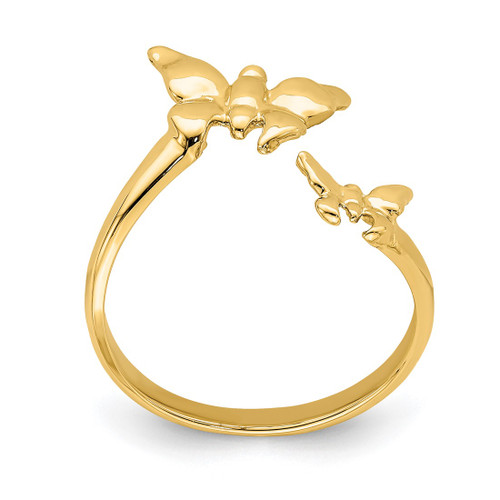 14K Yellow Gold Polished 2 Butterflies Toe Ring, 2.4 mm - View 2