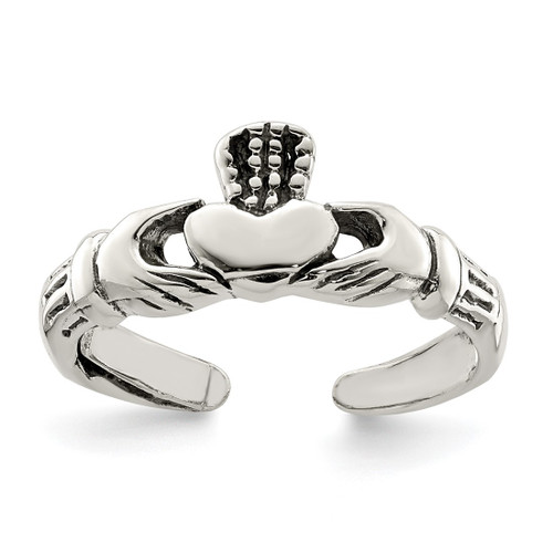 Sterling Silver Claddagh Toe Ring, 2 mm