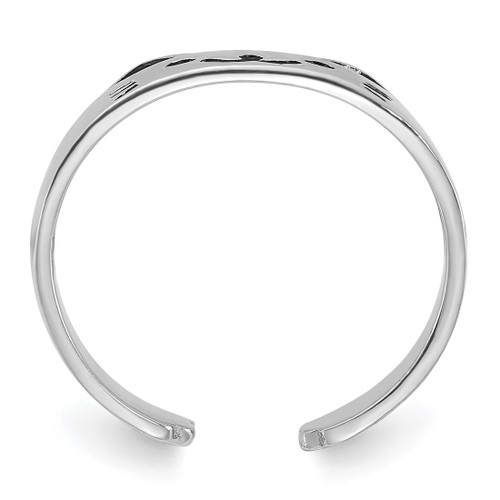 Sterling Silver Rhodium-Plated Enameled Cat Adjustable Ring, 1 mm - View 2