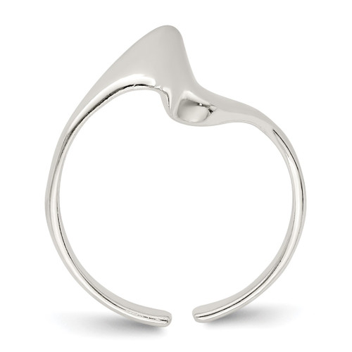 Sterling Silver Adjustable Polished Toe Ring, 2 mm - View 2