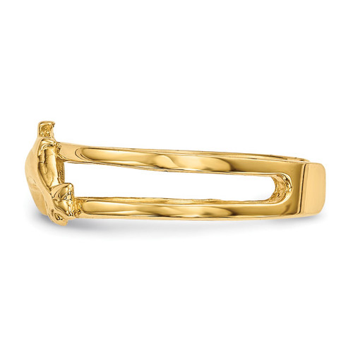 14K Yellow Gold Two Dolphins Toe Ring, 3.5 mm - View 2