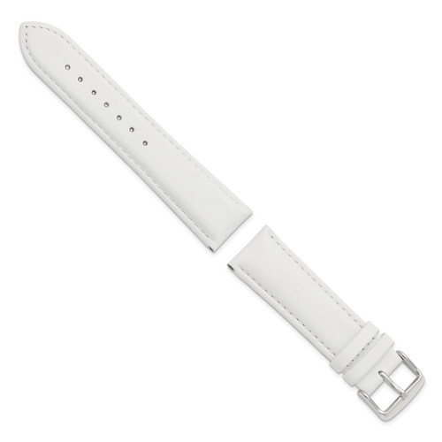 DeBeer 26 mm White Smooth Leather Chronograph with Silver-Tone Buckle 7.5 Inch Watch Band - View 2