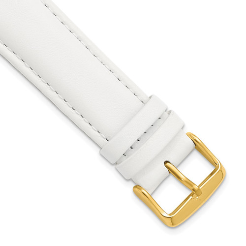 DeBeer 24 mm White Smooth Leather Chronograph with Gold-Tone Buckle 7.5 Inch Watch Band