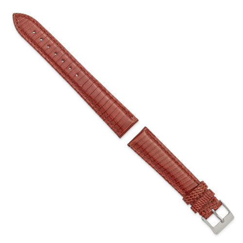 DeBeer 14 mm Long Havana Lizard Leather with Silver-Tone Buckle 7.75 Inch Watch Band - View 2