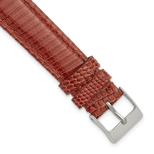 DeBeer 19 mm Long Havana Lizard Leather with Silver-Tone Buckle 8.5 Inch Watch Band