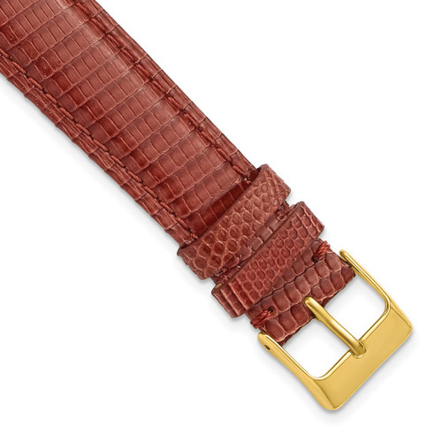 DeBeer 14 mm Havana Lizard Leather with Gold-Tone Buckle 6.75 Inch Watch Band