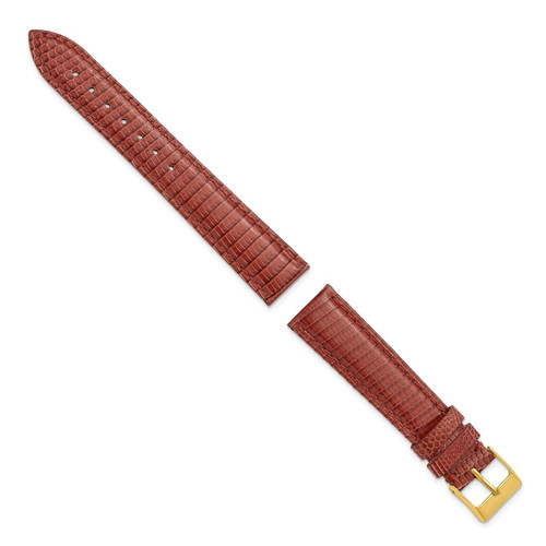 DeBeer 14 mm Havana Lizard Leather with Gold-Tone Buckle 6.75 Inch Watch Band - View 2