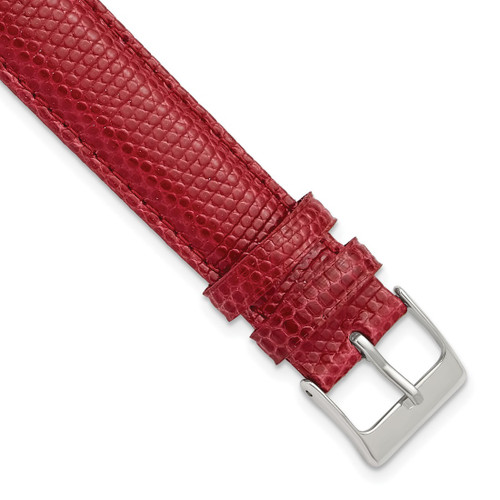 DeBeer 18 mm Red Lizard Leather with Silver-Tone Buckle 7.5 Inch Watch Band