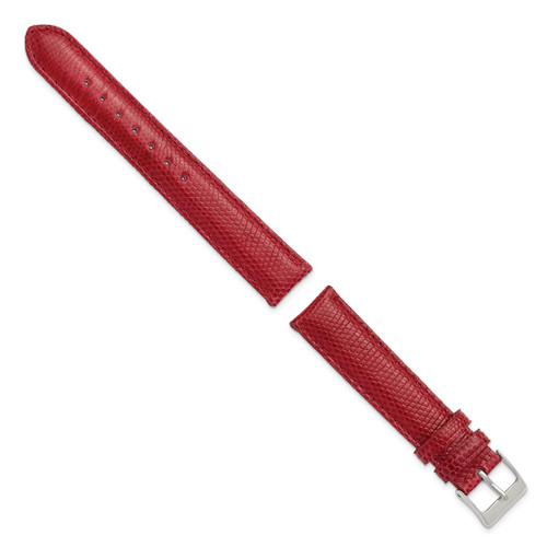 DeBeer 18 mm Red Lizard Leather with Silver-Tone Buckle 7.5 Inch Watch Band - View 2
