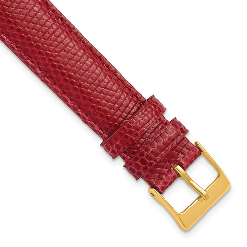 DeBeer 18 mm Red Lizard Leather with Gold-Tone Buckle 7.5 Inch Watch Band