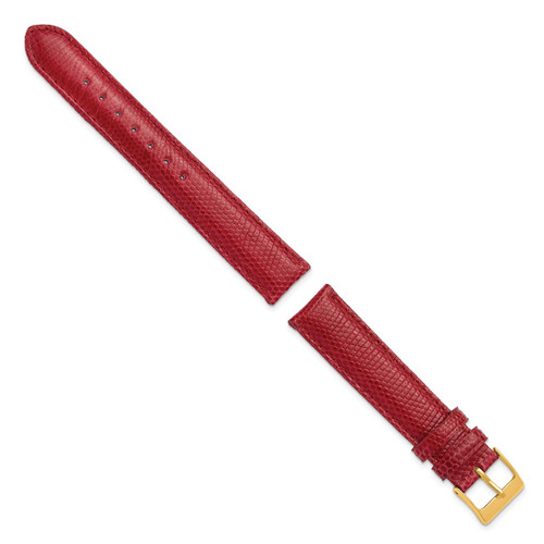 DeBeer 18 mm Red Lizard Leather with Gold-Tone Buckle 7.5 Inch Watch Band - View 2
