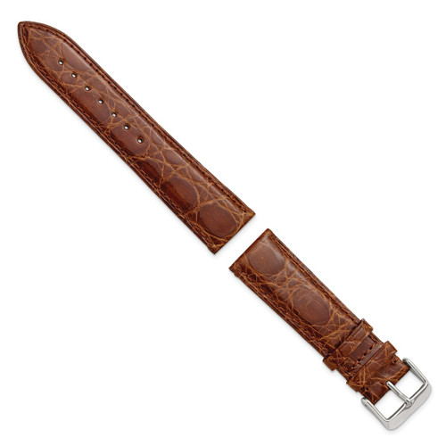 DeBeer 22 mm Long Havana Crocodile Leather with Silver-Tone Buckle 8.5 Inch Watch Band - View 2