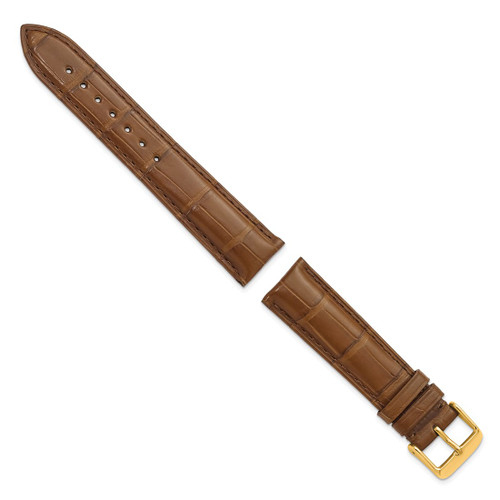 DeBeer 20 mm Havana Matte Alligator Chronograph Leather with Gold-Tone Buckle 7.5 Inch Watch Band - View 2