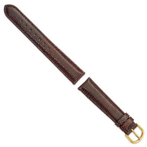 DeBeer 18 mm Short Brown Lizard Leather with Gold-Tone Buckle 6.75 Inch Watch Band - View 2