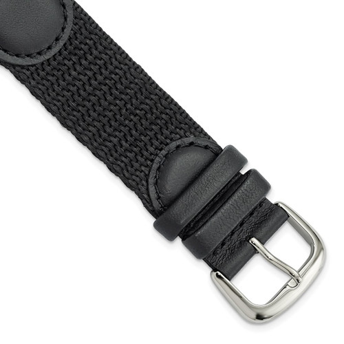 DeBeer 20 mm Black Army Style Nylon and Leather with Stainless Steel Buckle 7.75 Inch Watch Band
