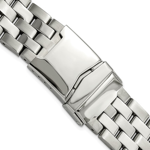 DeBeer 20 mm Satin and Polished Stainless Steel Breitling Pilot-Style Solid Links with Deployment Buckle 7.5 Inch Watch Band