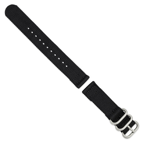 DeBeer 20 mm Two-Piece Black Ballistic Nylon with Brushed Stainless Steel Buckle and Quick Release Spring Bars 8.5 Inch Watch Band - View 2