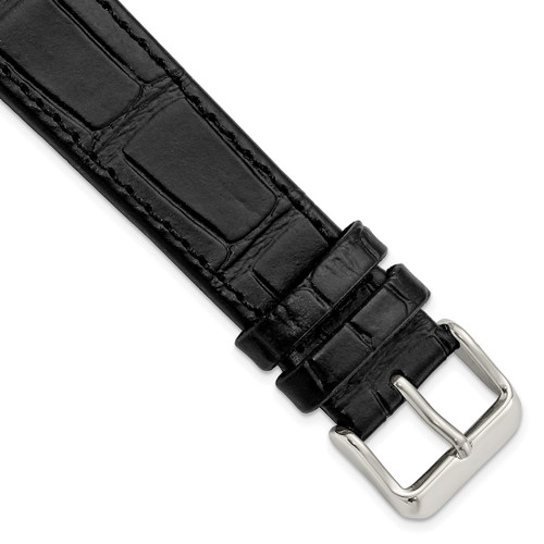 Gilden for Apple Watch 38/40 mm Black Gator Grain Calfskin Leather with Black Adapters and Stainless Steel Buckle 7.5 Inch Watch Band
