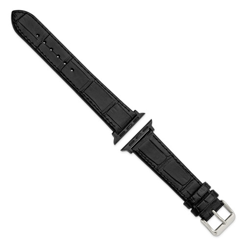 Gilden for Apple Watch 38/40 mm Black Gator Grain Calfskin Leather with Black Adapters and Stainless Steel Buckle 7.5 Inch Watch Band - View 2