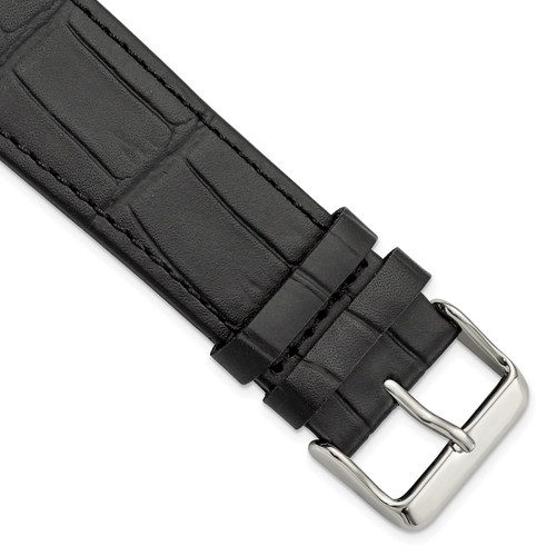 Gilden for Apple Watch 42/44 mm Black Gator Grain Calfskin Leather with Black Adapters and Stainless Steel Buckle 7.5 Inch