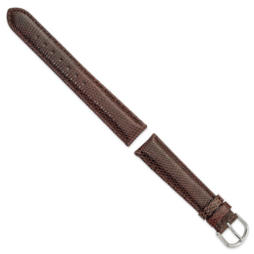 DeBeer 18 mm Long Brown Lizard Leather with Silver-Tone Buckle 8.5 Inch Watch Band - View 2