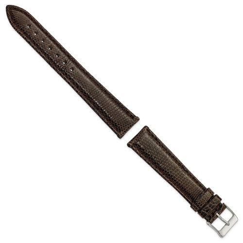 DeBeer 19 mm Short Brown Lizard Leather with Silver-Tone Buckle 6.75 Inch Watch Band - View 2