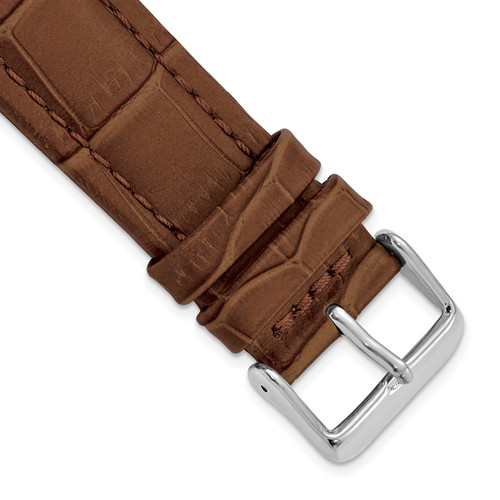 DeBeer 22 mm Havana Matte Alligator Grain Leather with Silver-Tone Buckle 7.5 Inch Watch Band