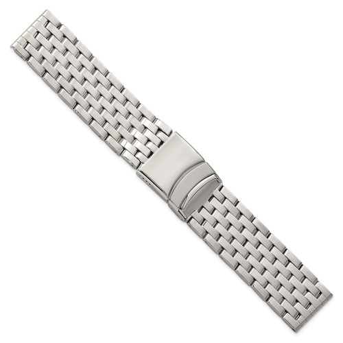 DeBeer 24 mm Stainless Steel Breitling Navitimer Style Solid Link with Deployment Buckle 7.5 Inch Watch Band - View 2