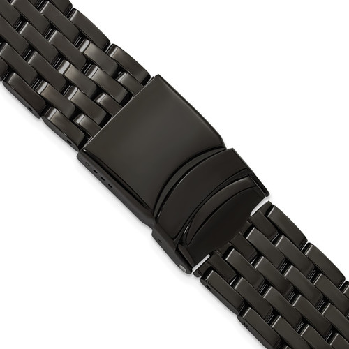 DeBeer 20 mm Black PVD-Plated Stainless Steel Breitling Navitimer Style Solid Link with Deployment Buckle 7.5 Inch Watch Band