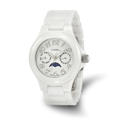 Women'S Chisel White Ceramic White Dial Watch, 38 mm, Quartz