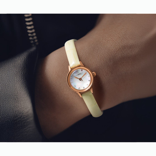 Women'S Chisel Stainless Steel Rose Ion-Plated White Leather Strap Watch, 20 mm, Quartz - View 2