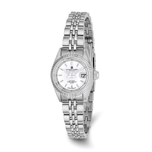 Women'S Charles Hubert Stainless Steel 26 mm Off White Dial Watch, Quartz