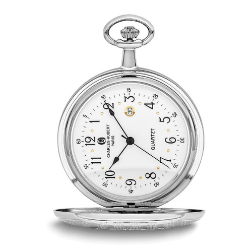 Charles Hubert Two-Tone White Dial Pocket Watch, 50 mm, Quartz