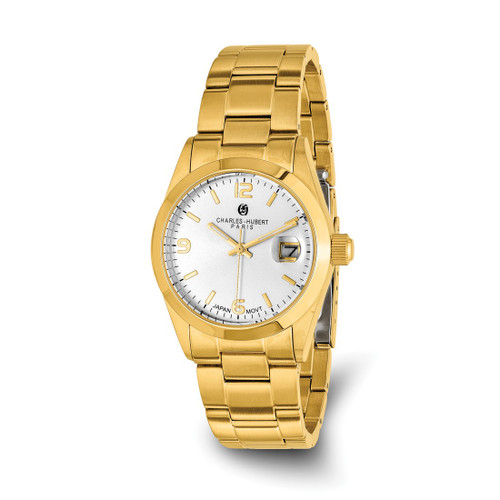 Charles-Hubert Yellow Ion-Plated Stainless Steel Champagne Dial with Date Watch, 36 mm, Quartz