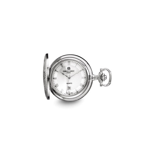 Charles Hubert Chrome-Finish Brass with Shield Pocket Watch, 48 mm, Quartz