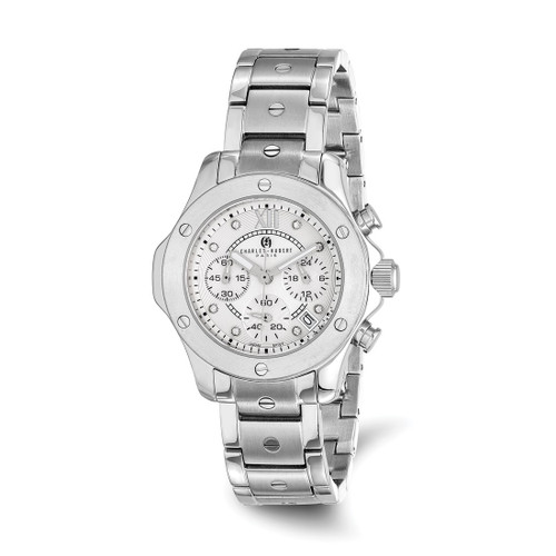 Women'S Charles Hubert Stainless Steel Silver Dial Watch, 34 mm, Quartz